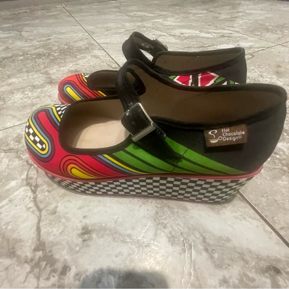Vibrant Multicolor Mary Jane wedges - Picture 2 of 5
